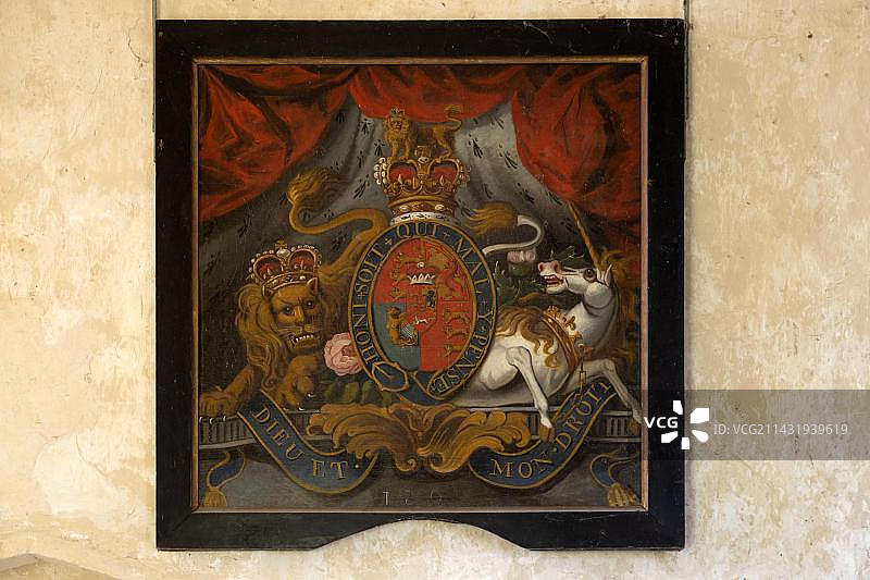 乔治三世国王（1760-1820），1800年皇家徽章，英国萨福克郡Wantisden教堂图片素材