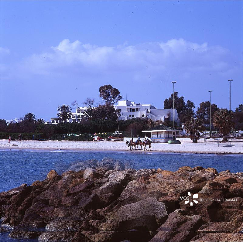 1992年3月12日突尼斯哈马马特海滨风光图片素材