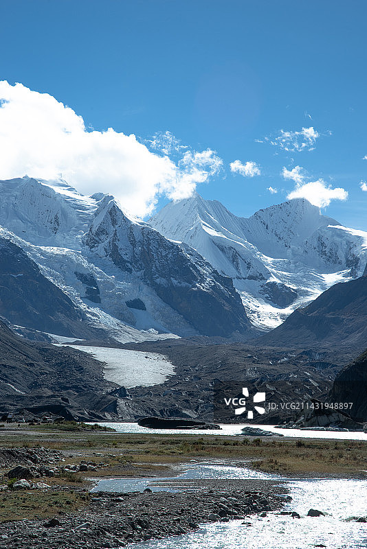 三怙神山下的祥格拉冰川图片素材