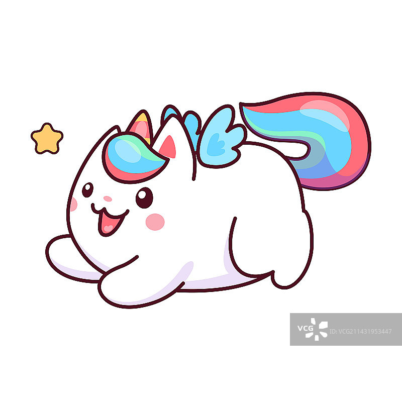 可爱的猫咪独角兽卡通形象图片素材