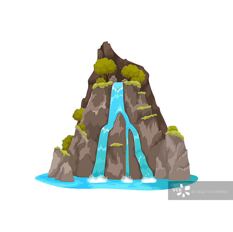 卡通瀑布水景自然风光图片素材