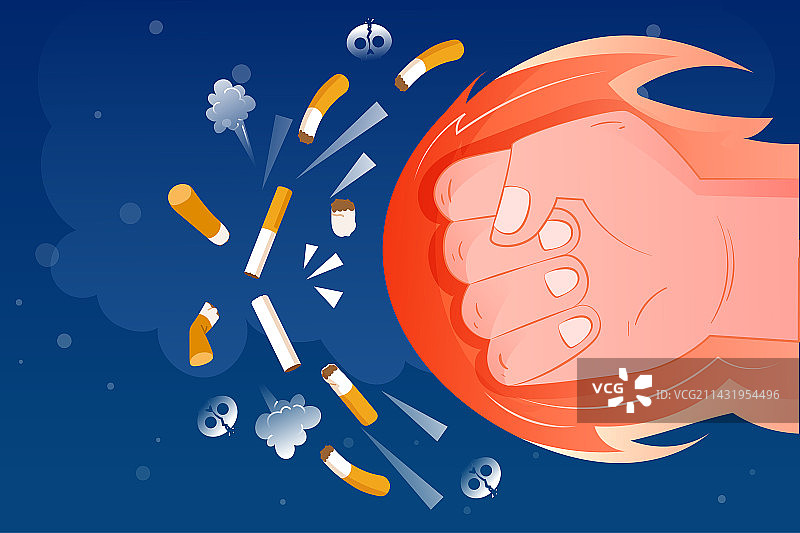 世界无烟日吸烟有害健康禁烟公益广告插画图片素材