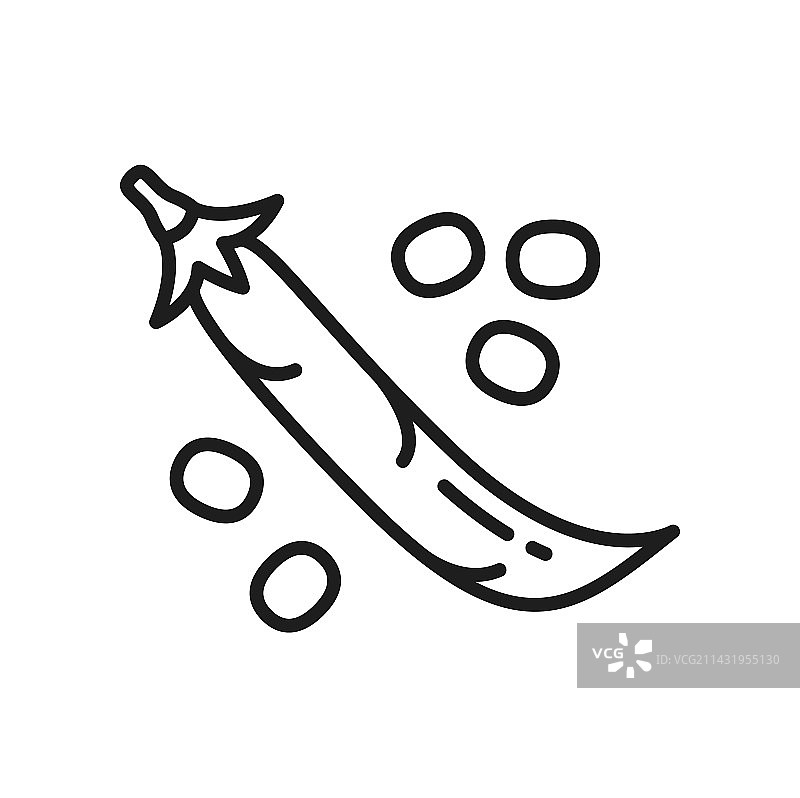 豌豆荚豆类食品线性图标图片素材