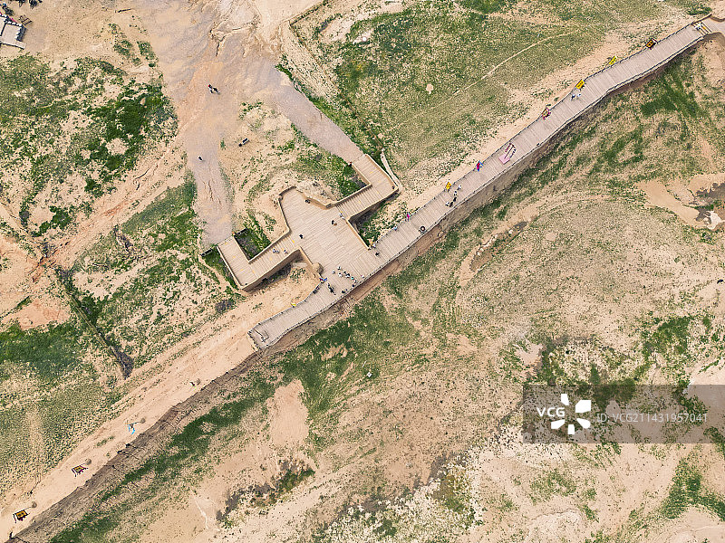 宁夏银川水洞沟景区航拍明代长城图片素材