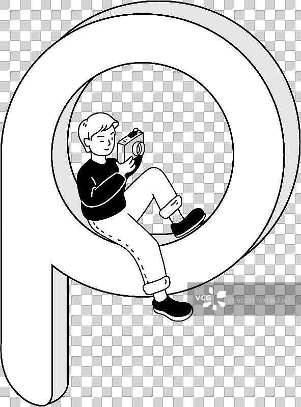 办公扁平风坐靠姿势图片素材