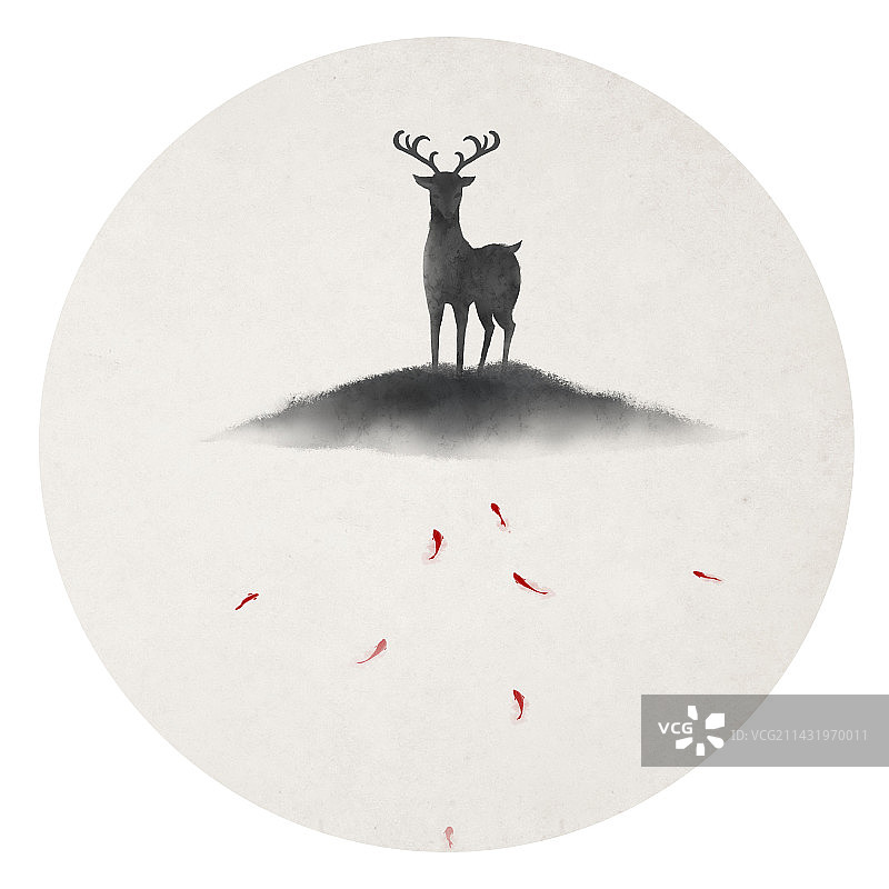 鹿鱼插画图片素材