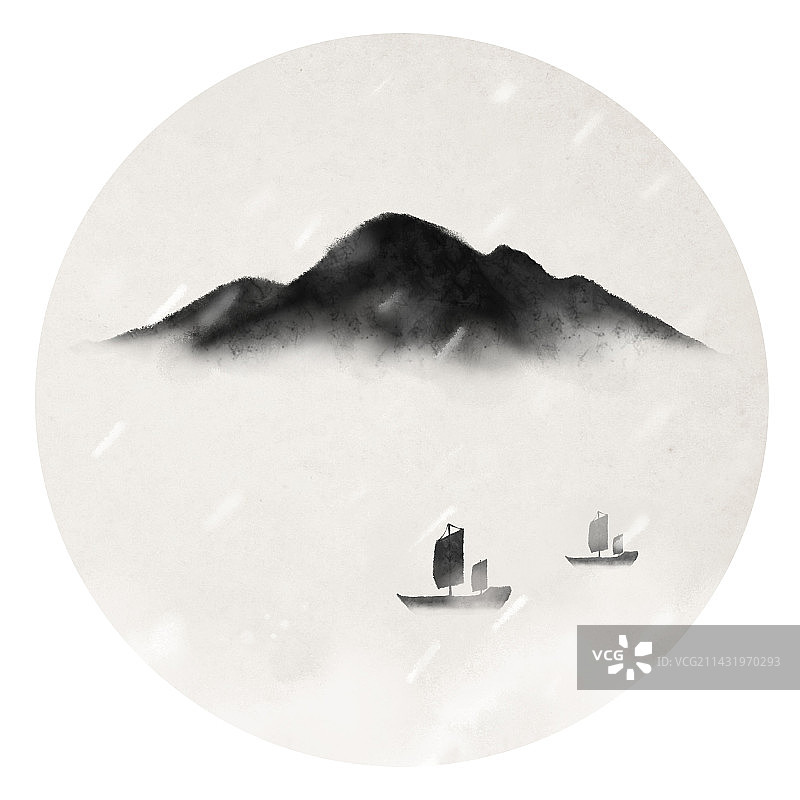 水墨山水大寒节气图片素材