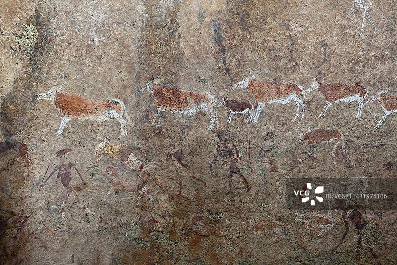 纳米比亚埃龙戈布兰德山白娘子岩画考古图片素材