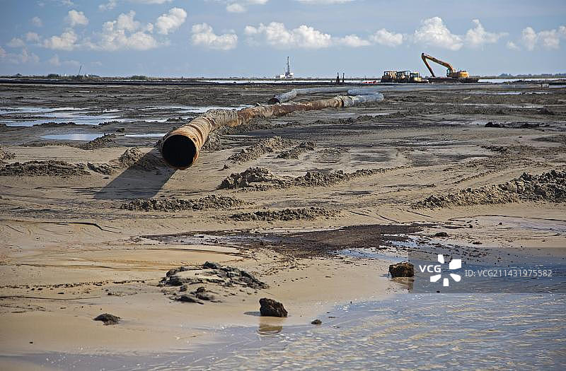 沿海沼泽恢复项目：位于美国路易斯安那州哈奇角的隐士湖沼泽图片素材