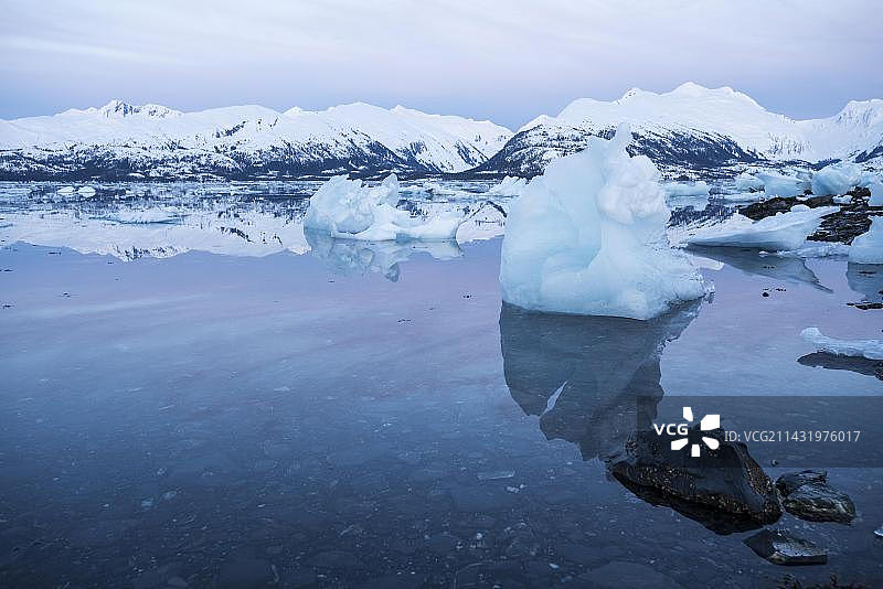 学院峡湾的冰山，安克雷奇，阿拉斯加，美国，北美洲图片素材