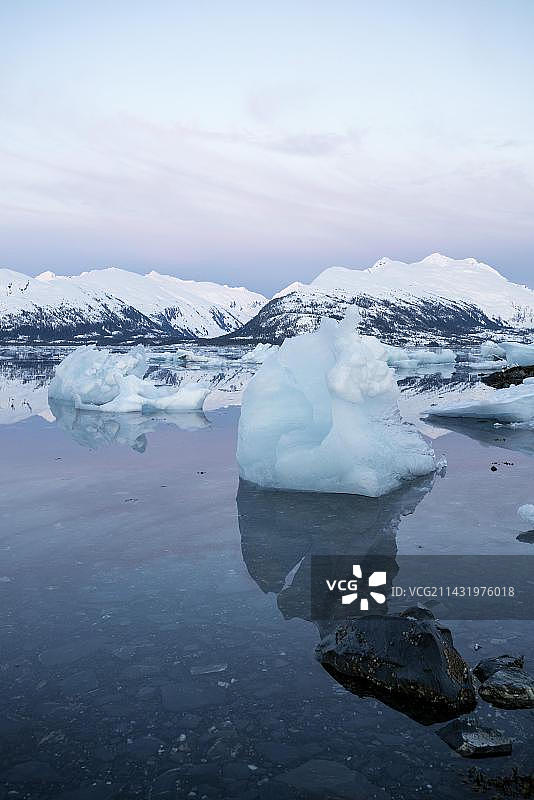 学院峡湾的冰山，安克雷奇，阿拉斯加，美国，北美洲图片素材