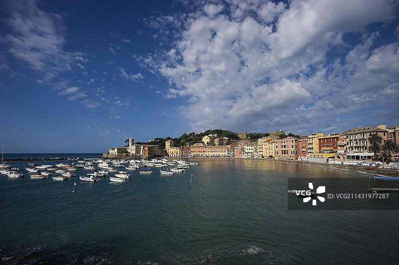 意大利利古里亚塞斯特里莱万泰海湾港口风光图片素材