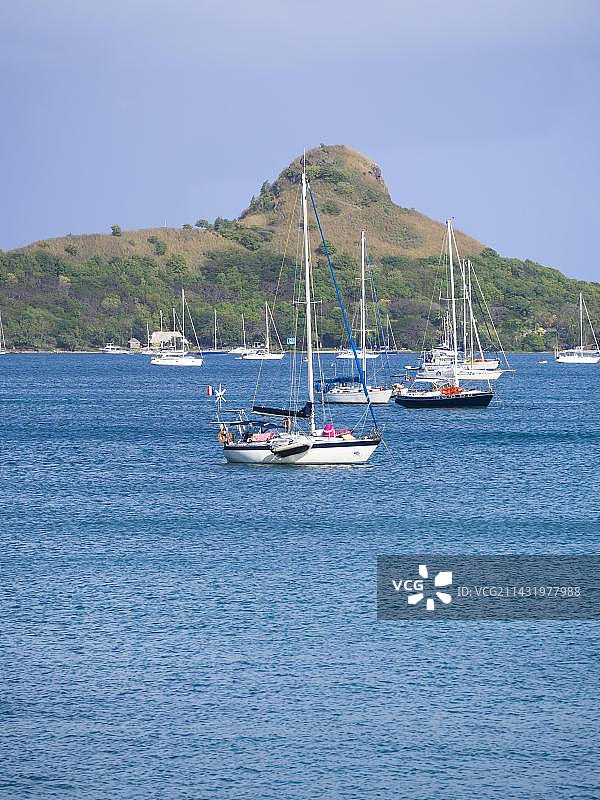 圣卢西亚罗德尼湾的帆船图片素材