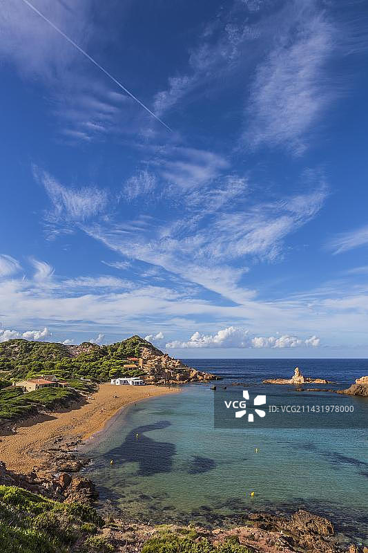 西班牙巴利阿里群岛梅诺卡岛普雷贡达海滩图片素材