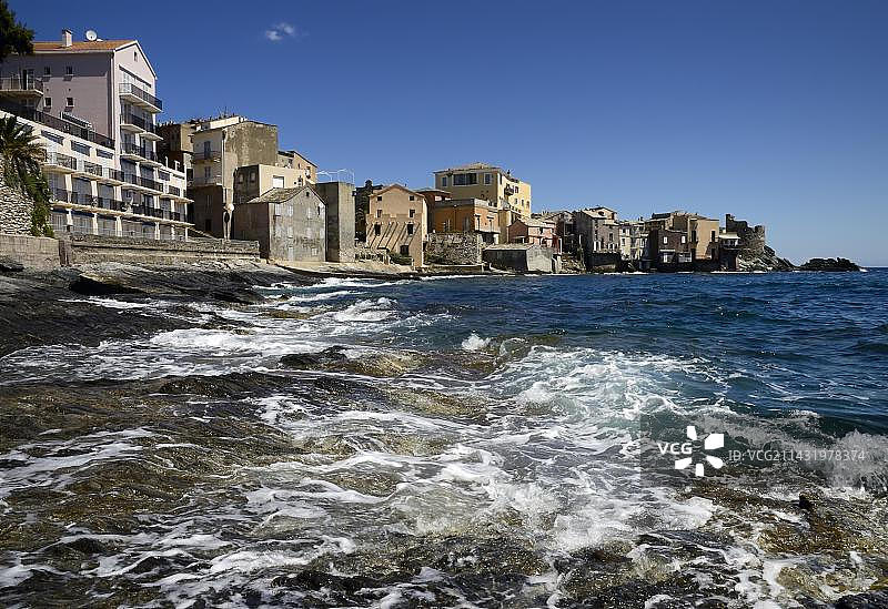 法国科西嘉角埃尔巴隆加渔村图片素材