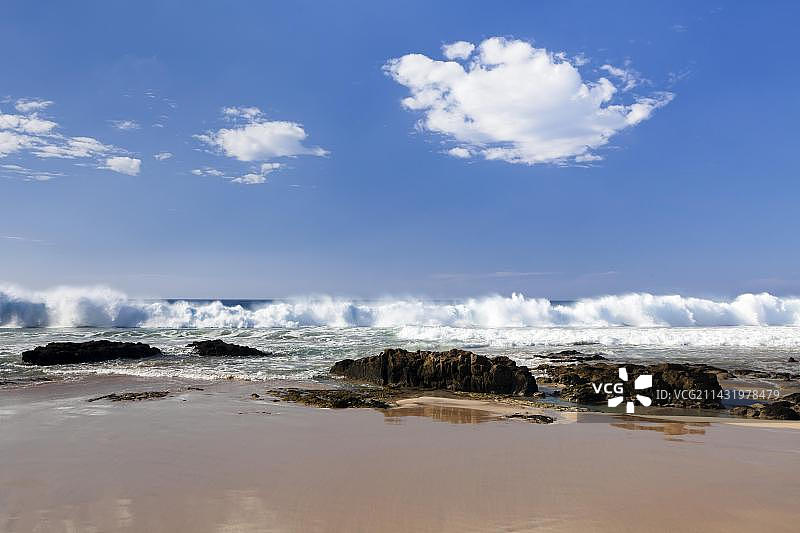 西班牙富埃特文图拉岛埃尔科蒂略城堡海滩冲浪图片素材