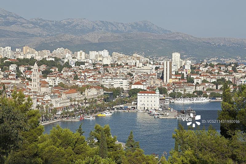 从马里安山俯瞰斯普利特，达尔马提亚，克罗地亚，欧洲图片素材
