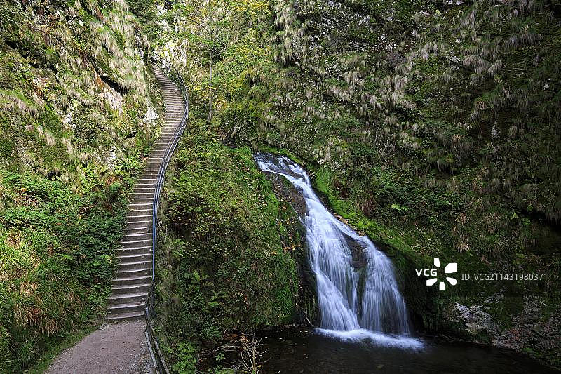 阿勒海利根瀑布，黑森林国家公园，巴登-符腾堡州，德国，欧洲图片素材