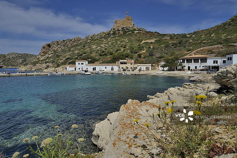 卡夫雷拉港和城堡，卡夫雷拉国家公园，西班牙巴利阿里群岛马略卡岛图片素材