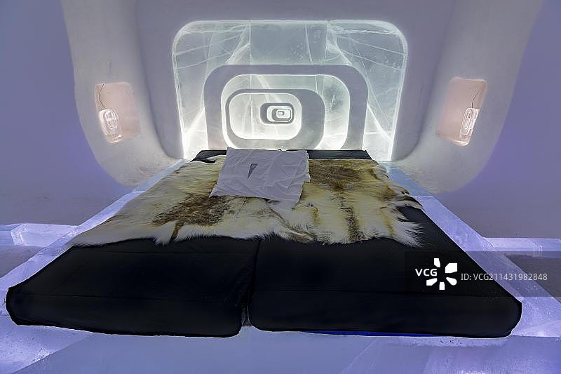 冰雕装饰房间：瑞典尤卡斯耶尔维冰酒店图片素材