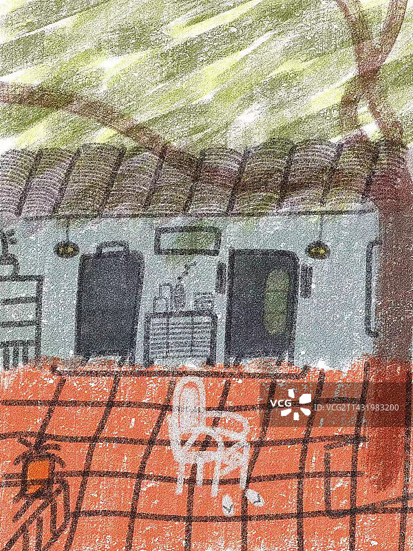 小院院落乡村生活插画图片素材