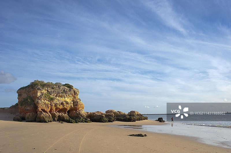 费拉古多圣若昂堡垒海滩，葡萄牙阿尔加维图片素材