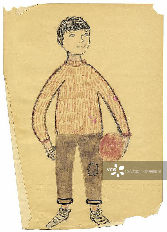 男孩儿童画（1930年，德国，欧洲）图片素材