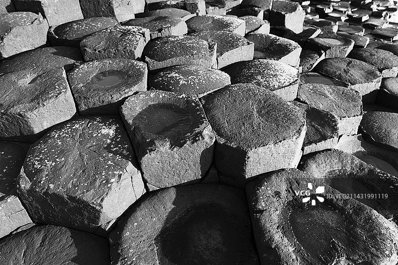 巨人堤道玄武岩柱，堤道海岸，安特里姆郡，北爱尔兰，英国，欧洲图片素材