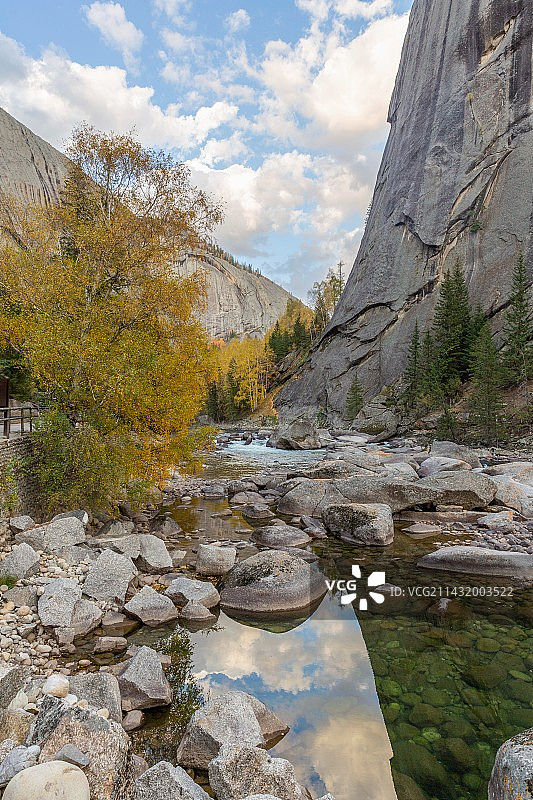 新疆额尔齐斯大峡谷河流森林秋天风景图片素材