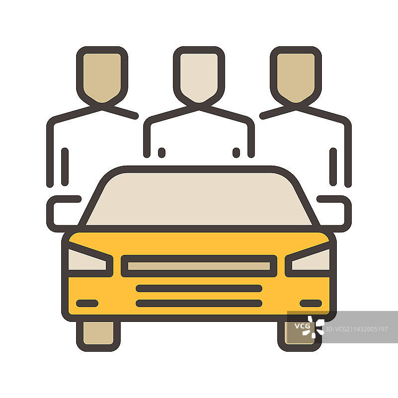 汽车与人物共享汽车概念彩色图标图片素材