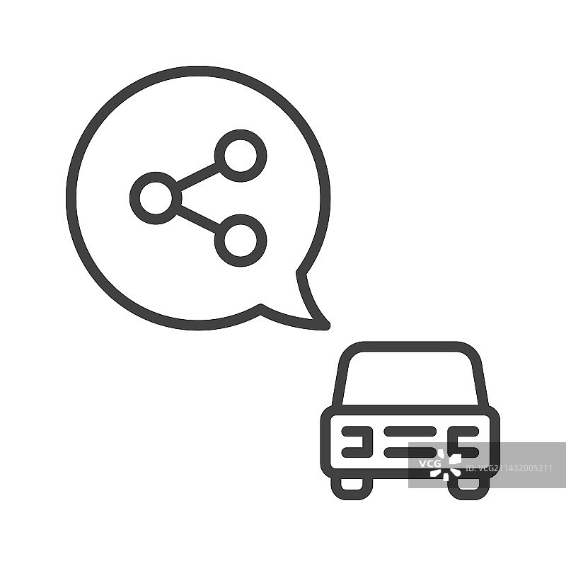 汽车和语音气泡拼车概念线性图片素材