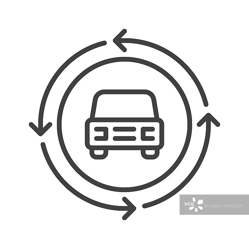 带箭头的圆圈内的汽车共享概念图片素材