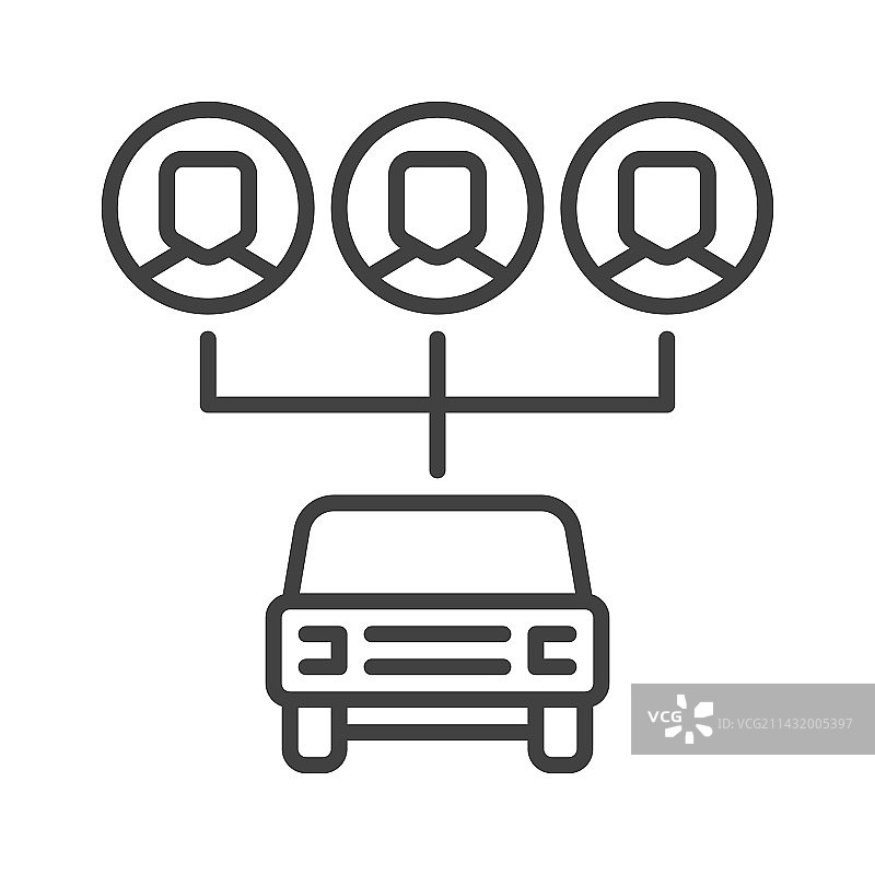 汽车共享概念线性图标图片素材