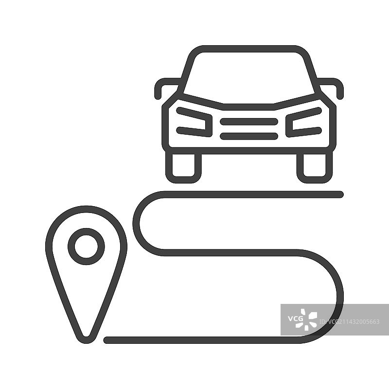 汽车共享路线概念细线图标图片素材