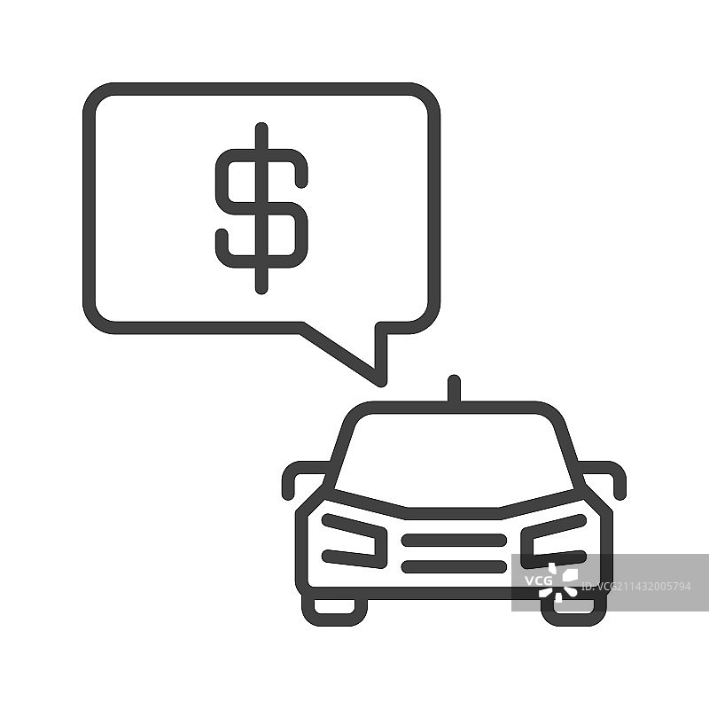 带有对话气泡中美元符号的汽车概念图片素材