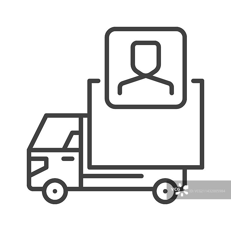 送货卡车司机概念细线图标图片素材