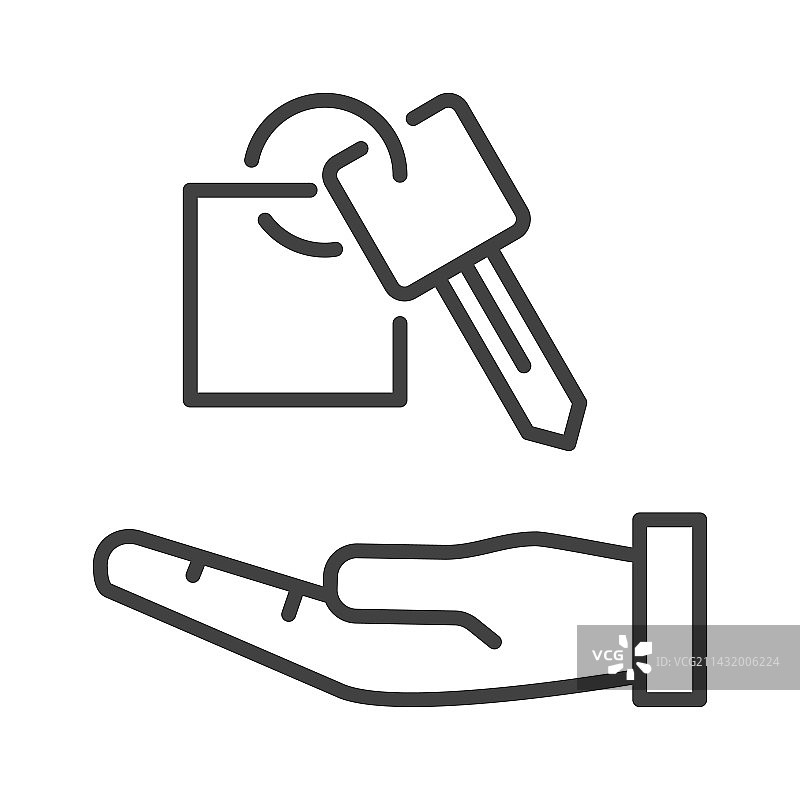 汽车钥匙汽车租赁概念轮廓图标图片素材