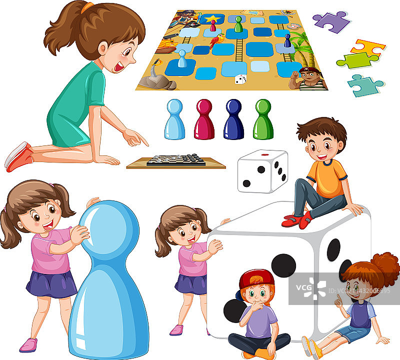 儿童和棋盘游戏合集图片素材