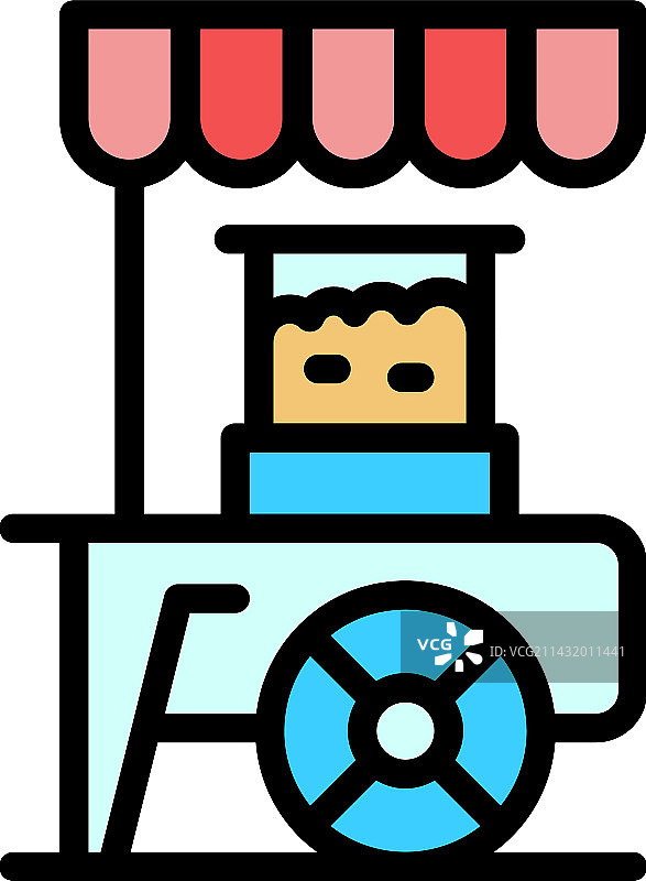 爆米花街头车图标（扁平风格）图片素材