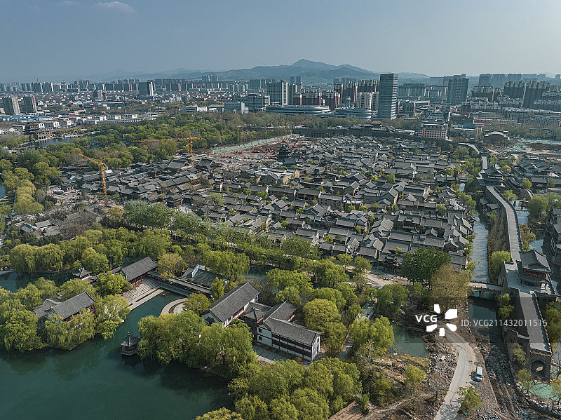 航拍济南章丘明水古城图片素材
