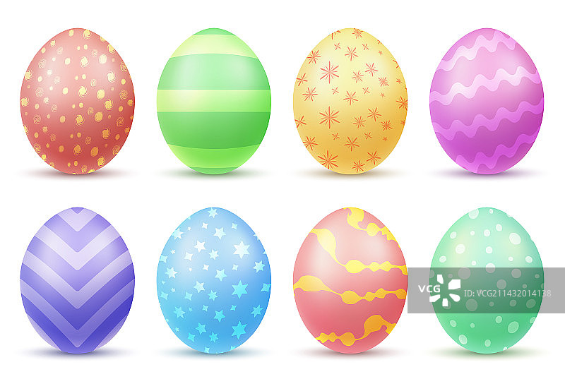 逼真的复活节彩蛋套装图片素材