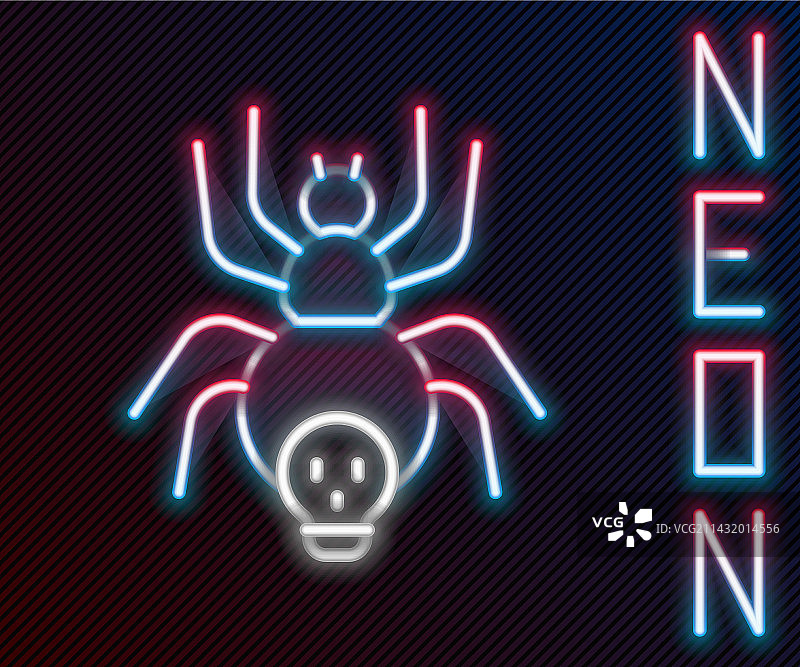发光霓虹线：有毒蜘蛛图标图片素材