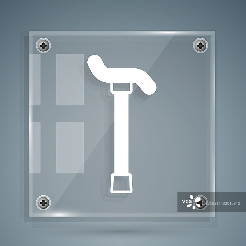 灰色背景上的白色手杖图标图片素材