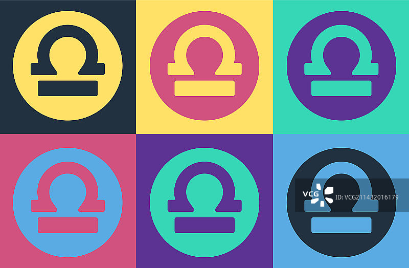 波普艺术风格的天秤座彩色图标图片素材