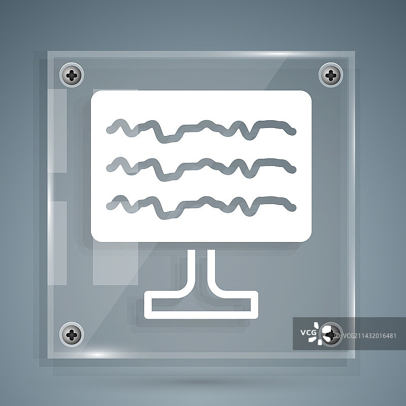灰色背景上的白色脑电图图标图片素材