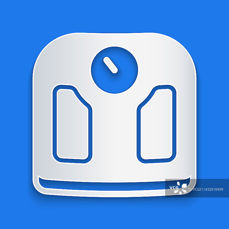 蓝色背景上的剪纸体重秤图标图片素材