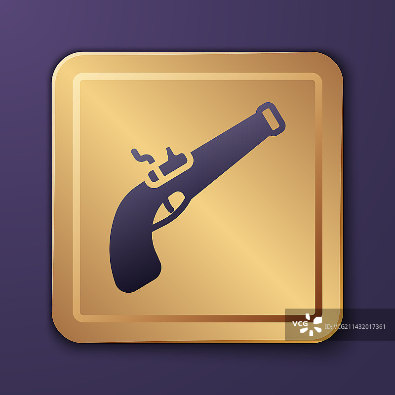 紫色复古手枪图标，紫色背景隔离图片素材