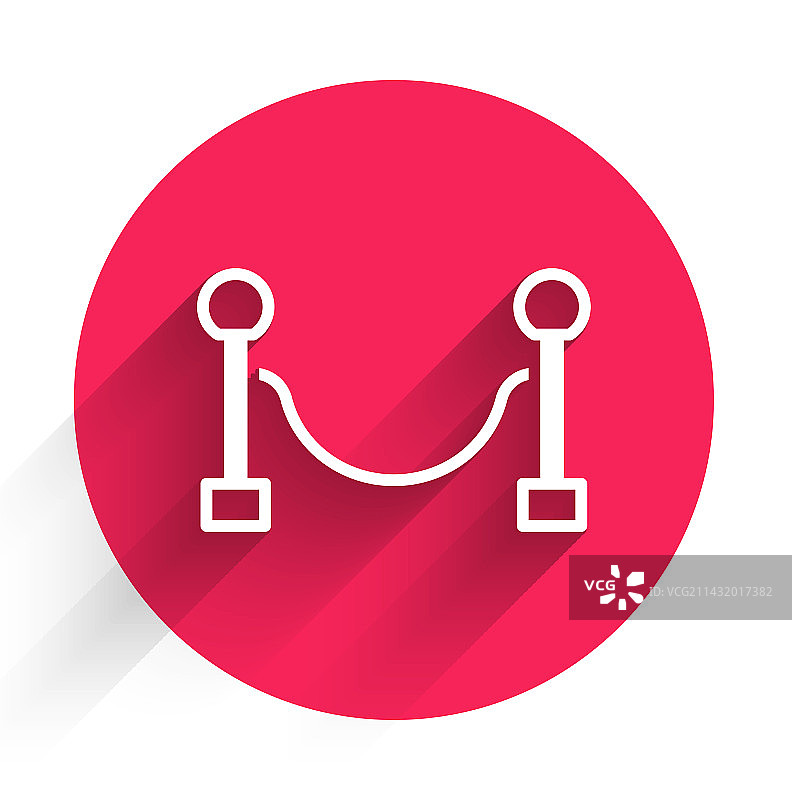 白色绳索屏障带长阴影图标图片素材