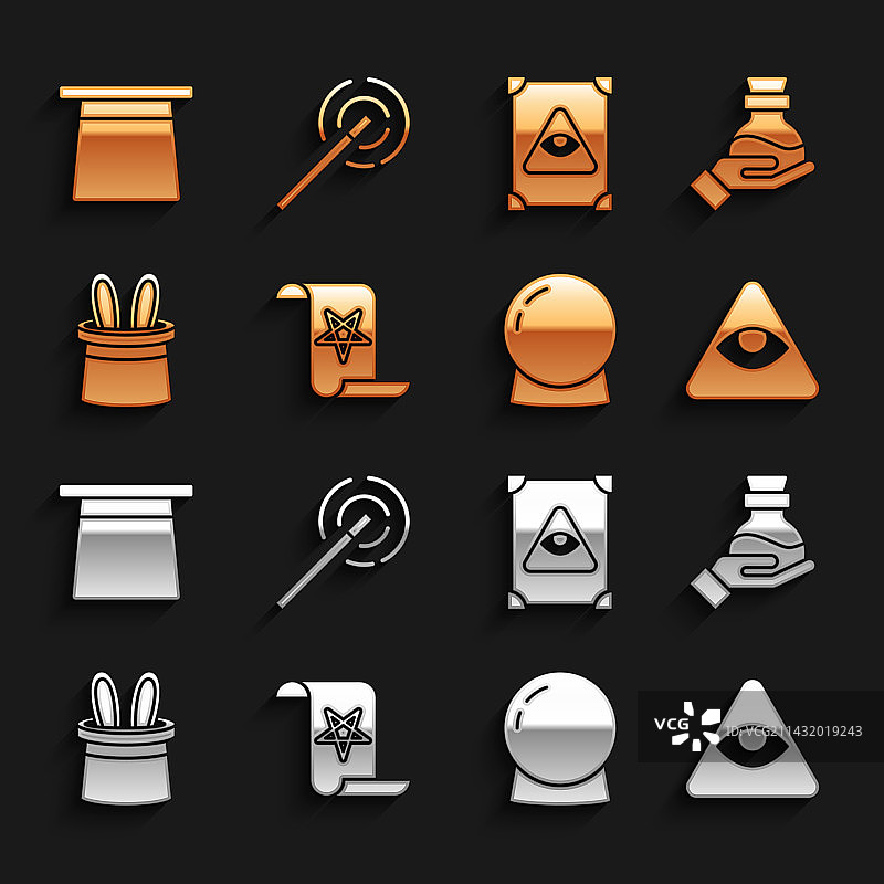 古代魔法书、药水瓶和泥瓦匠组合图片素材