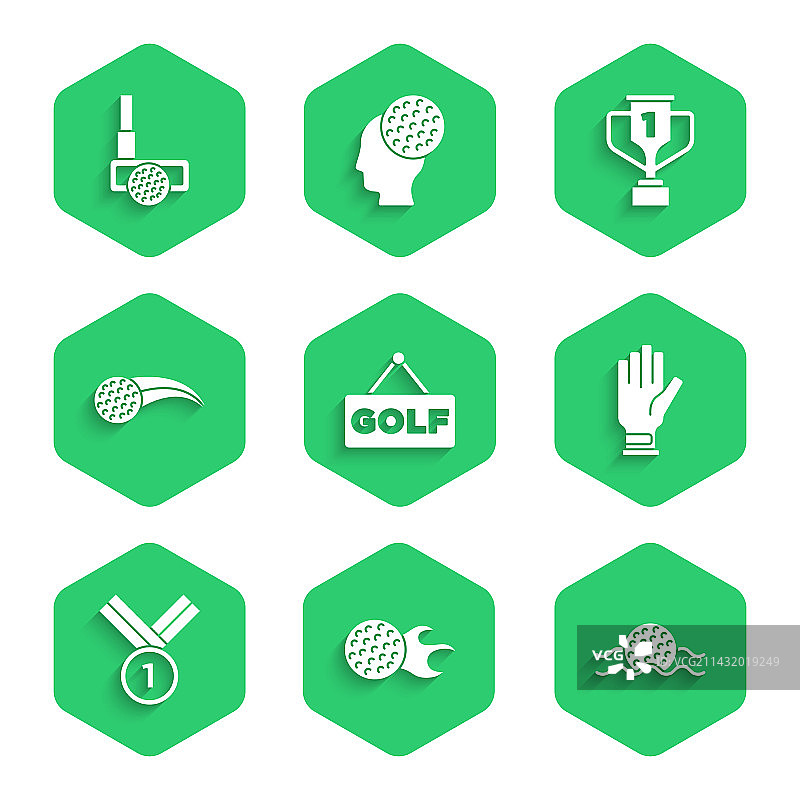 高尔夫标签水中球手套与奖牌图片素材